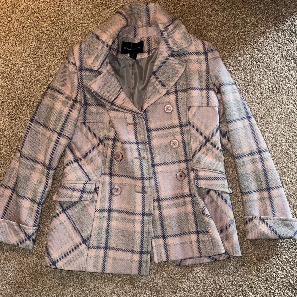 Plaid Double-Breasted Women's Coat